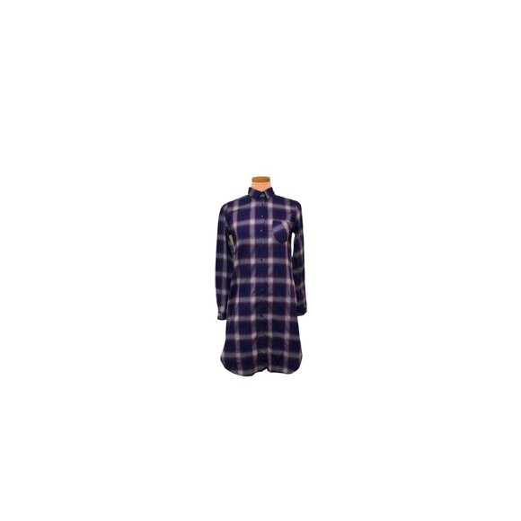 Garnet Hill Womens Plaid Button-Down Shirt Dress Size 4 Organic Pima Cotton - Picture 1 of 10